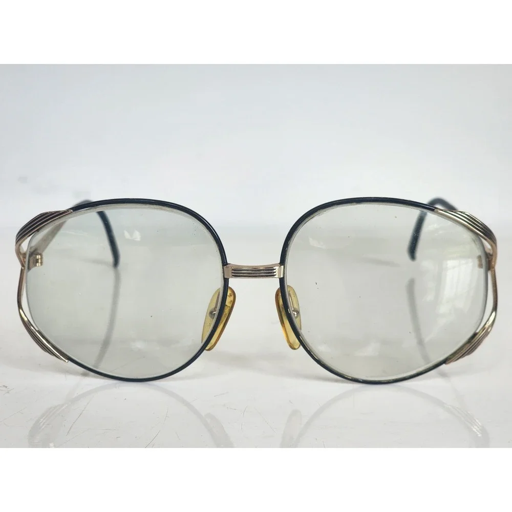 Christian Dior 2387 Vintage Oversized Gold Black Eyeglass Frames Austria 58-16